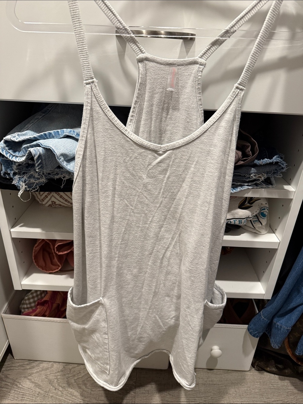 Free People Light Gray Casual Romper with Pockets